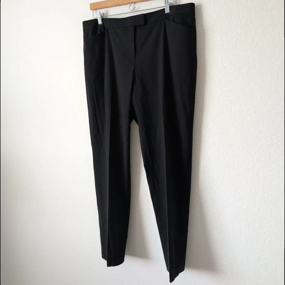 Lafayette 148 New York Black‎ Irving Trouser Pants Size 14 Wool Blend Minimalist